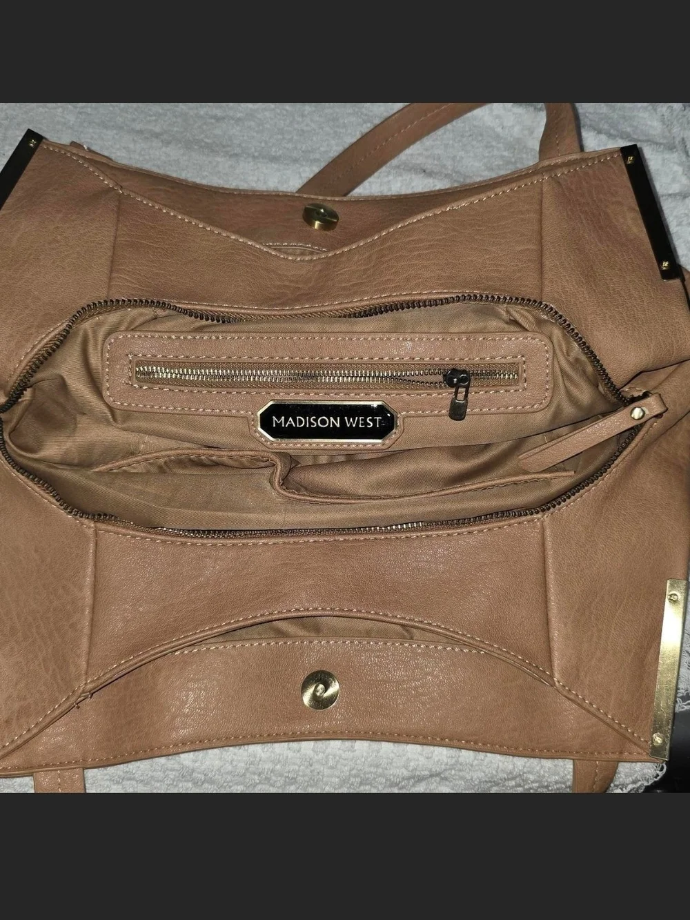 Madison West Classic Tan Leather Tote Bag - Everyday Carry - Picture 2 of 5